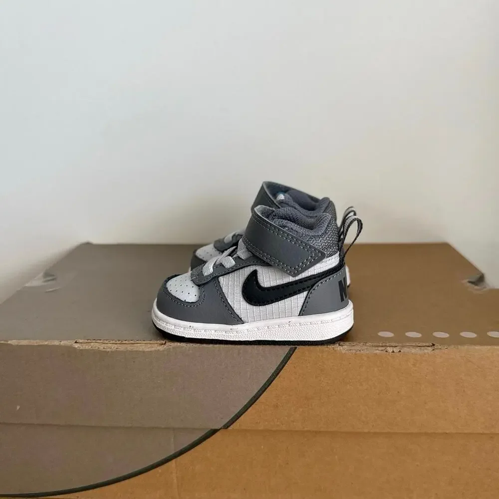Nike Court Borough Grey/White Baby Sneakers- SZ 2 C